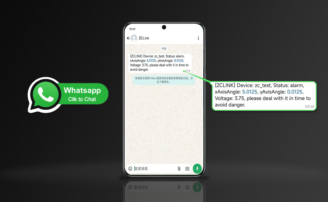 WhatsApp Notification function added to ZC IoT Platform